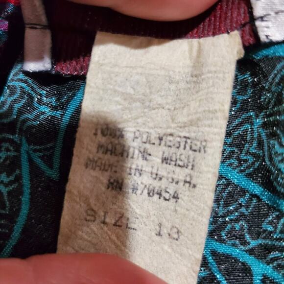 Vintage Skirt Women Sz Large Purple Midi 80s Silky Floral Cottage Festival Indie - Picture 10 of 11